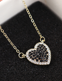 Fashion 14k Gold + Black Sky Heart Crystal Necklace