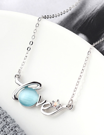 Fashion Light Blue Crystal Opal C Necklace - Star Color