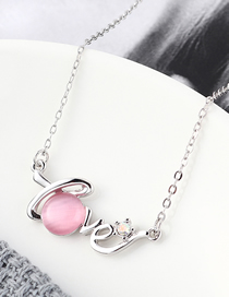 Fashion Pink Crystal Opal C Necklace - Star Color