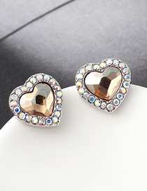 Fashion Gold Crystal Stud Earrings - Sweetheart