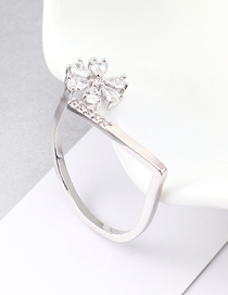 Fashion Platinum Zircon Ring - Flowery