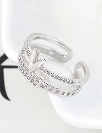 Fashion Platinum Zircon Ring - V Love Life