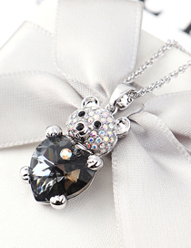Fashion Silver Phantom Crystal Necklace - Bear Heart