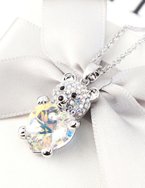 Fashion Colorful White Crystal Necklace - Bear Heart