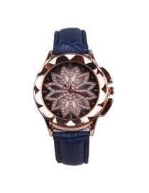 Fashion Blue Time To Run The Disc Leather Watch