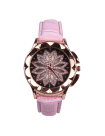 Fashion Pink Time To Run The Disc Leather Watch