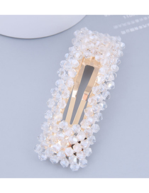 Fashion White Crystal-made Rectangular Pearl Hairpin