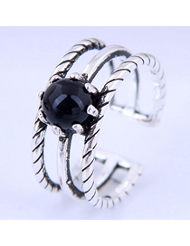 Fashion Silver Gemstone Open Ring