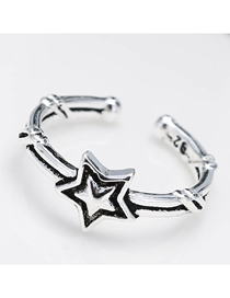 Fashion Silver Pentagram Open Ring