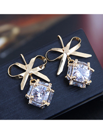 Fashion Gold Bow Zirconium Earrings