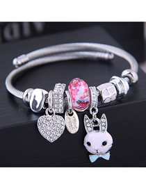 Fashion Pink Metal Love Rabbit Bracelet