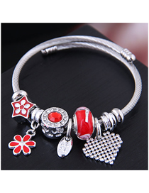 Fashion Red Metal Flower Love Bracelet
