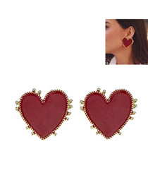 Fashion Red Metal Love Earrings