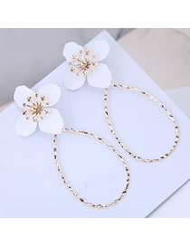 Fashion White Metal Flower Drop Earrings