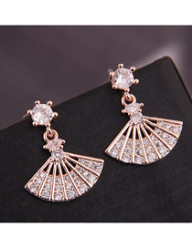 Fashion Rose Gold Copper Micro-inlaid Zirconium Fan-shaped Earrings