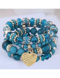 Fashion Blue Metal Heart Multi-layer Bracelet