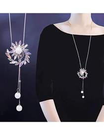 Fashion Color Metal Flower Drop Ear Pearl Necklace