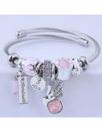Fashion Pink Metal Shining Angel Wing Bracelet