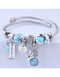 Fashion Blue Metal Shining Angel Wing Bracelet