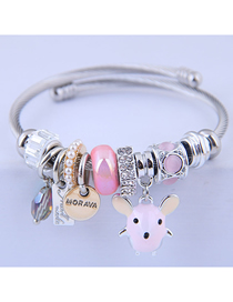 Fashion Pink Metal Cute Mouse Bracelet