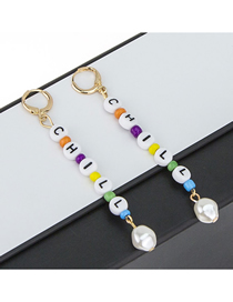 Fashion Gold Alloy String Resin Letter Pearl Earrings