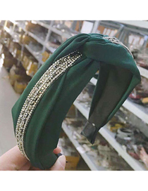 Fashion Green Cross Knotted Diamond Wide-brimmed Headband