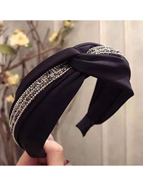 Fashion Black Cross Knotted Diamond Wide-brimmed Headband