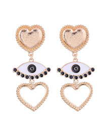 Fashion Gold Metal Eye Love Earrings