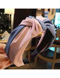 Fashion Pink + Blue Two-color Knotted Wide-brimmed Headband