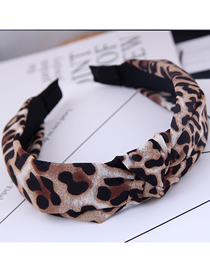 Fashion Khaki Leopard Fabric Knotted Wide Edge Hoop