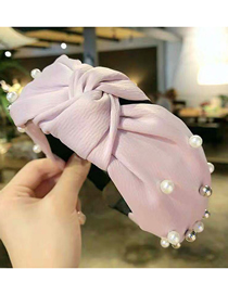 Fashion Pink Pearl Fabric Knotted Wide Edge Hair Band