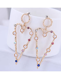 Fashion Golden Diamond Triangle Stud Earrings