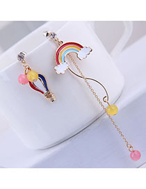 Fashion Color Parachute Rainbow Asymmetric Stud Earrings