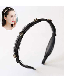 Fashion Black Knotted Flower Hoop With Diamonds