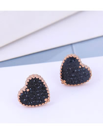 Fashion Black Love Heart Stud Earrings