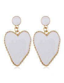 Fashion White Irregular Love Oil Stud Earrings