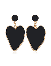 Fashion Black Irregular Heart Stud Earrings