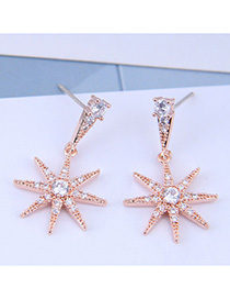 Fashion Rose Gold Copper Mosaic Diamond Earrings