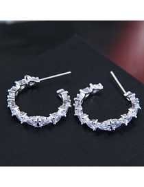 Fashion Silver Cubic Zirconia Meniscus Stud Earrings