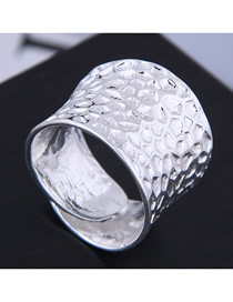 Fashion Silver Irregular Concave Wide Edge Open Ring