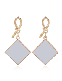Fashion White Color Drop Geometric Stud Earrings