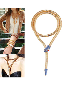 Fashion Royal Blue Multi-layered Diamond Snake Snake Multi-layer Bracelet Necklace
