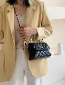Fashion Black Chain Lingge Pearl Handbag Shoulder Messenger Bag