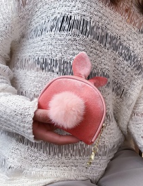 Fashion Pink Wool Ball Velvet Coin Holder