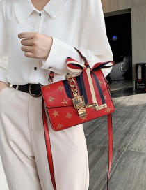 Fashion Red Embroidered Bow Shoulder Bag
