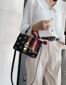 Fashion Black Embroidered Bow Shoulder Bag