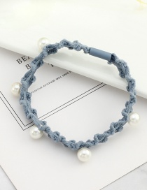 Fashion Blue Pearl Woven Fabric High Elastic Head Rope