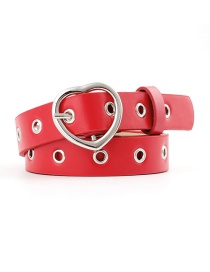 Fashion Red Pin Buckle Love Buckle 镂 Air Eye Thin Belt