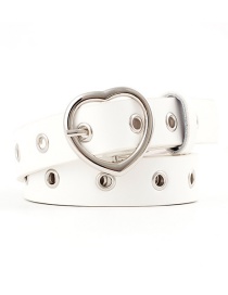 Fashion White Pin Buckle Love Buckle 镂 Air Eye Thin Belt