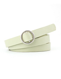 Fashion Light Green Double Fabric Small Round Buckle Knotted Thin Belt